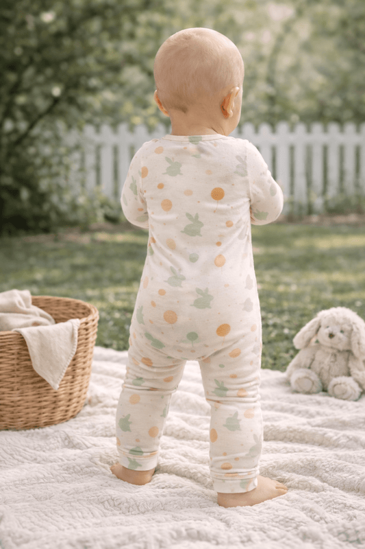 Everbare Kids Bunny Bamboo Zip Romper | Soft Sensory - Friendly Baby Clothing Australia - Everbare Kids