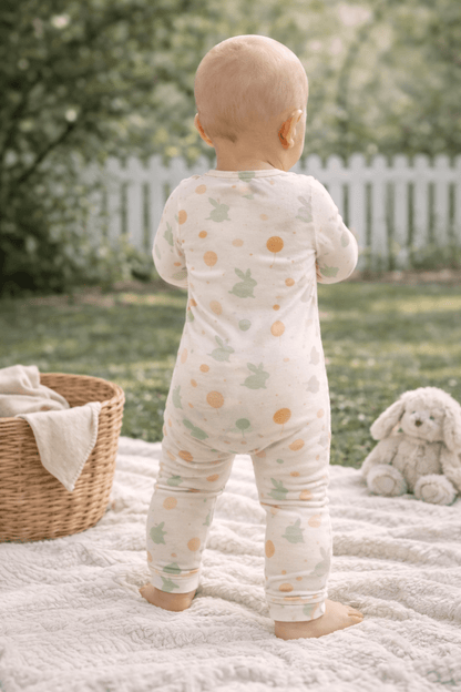 Everbare Kids Bunny Bamboo Zip Romper | Soft Sensory - Friendly Baby Clothing Australia - Everbare Kids