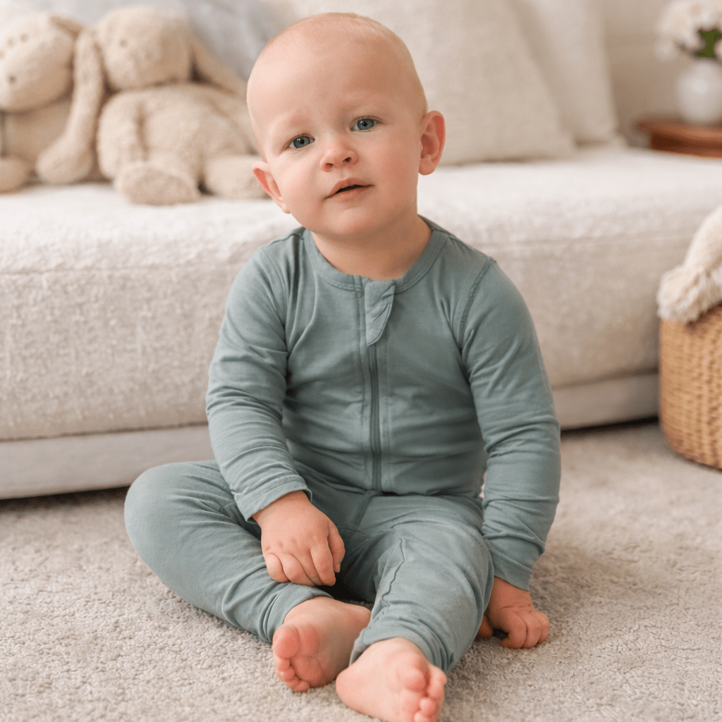 Sage Bamboo Zip Romper - Everbare Kids